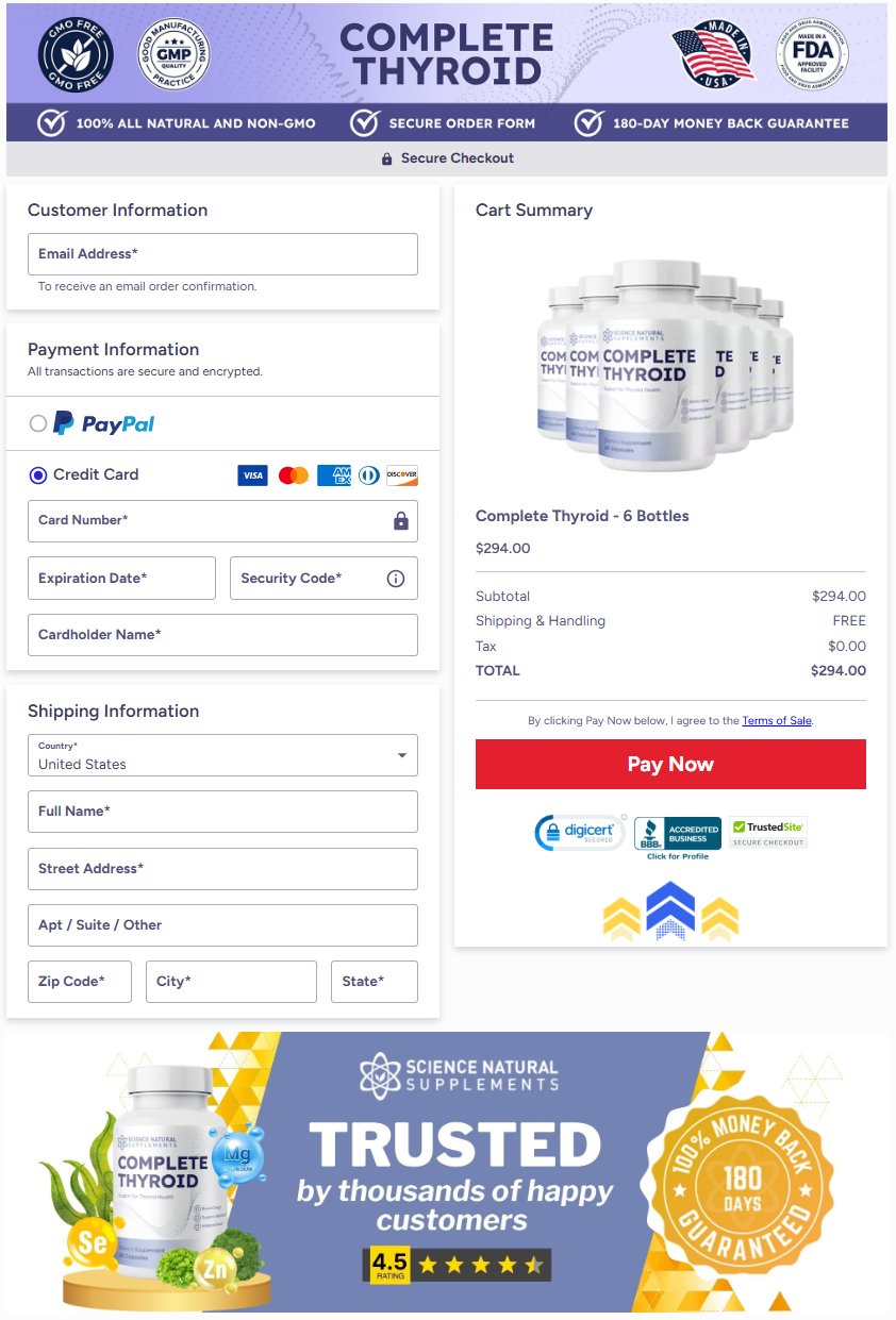 Complete Thyroid Official Website Secure Order Page